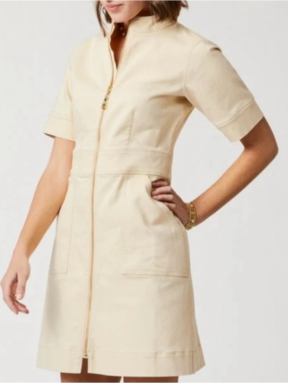 Spartina 449 Nevi Cream Zip-Front Short Dress